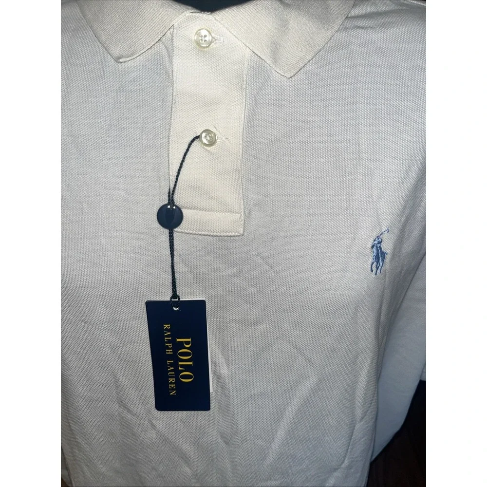 NWT Polo Ralph Lauren Mens Classic Fit Cream Polo Shirt Short Sleeve